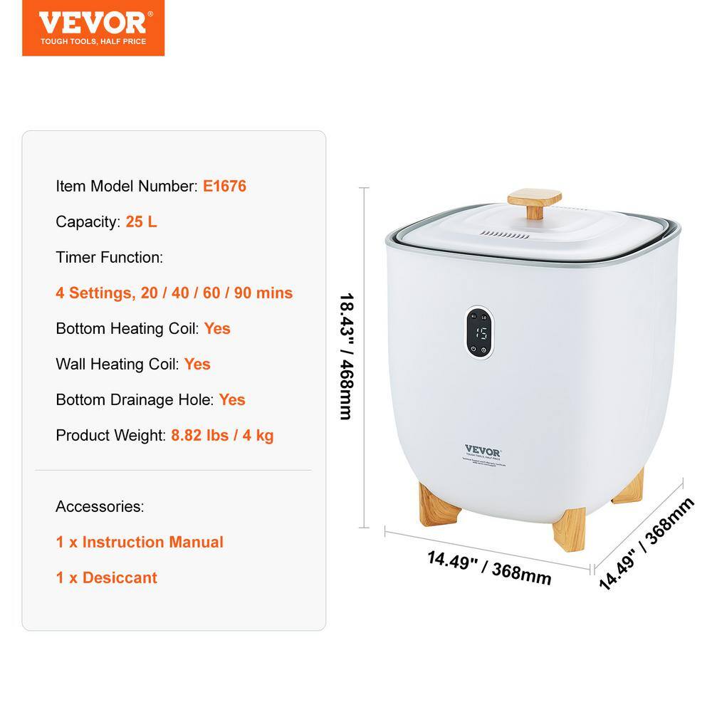 White and Light Brown 25L LED Towel Warmer Bucket