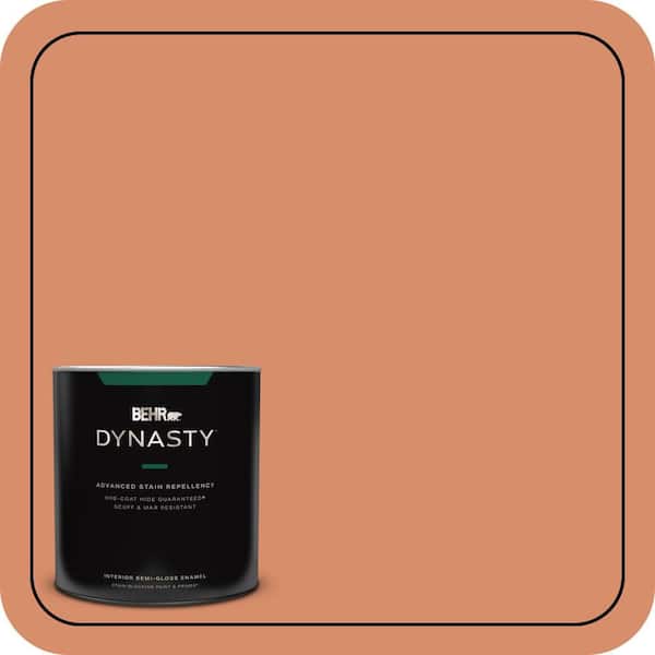 BEHR DYNASTY 1 qt. #MQ4-38 Balcony Sunset One-Coat Hide Semi-Gloss Enamel Interior Stain-Blocking Paint and Primer