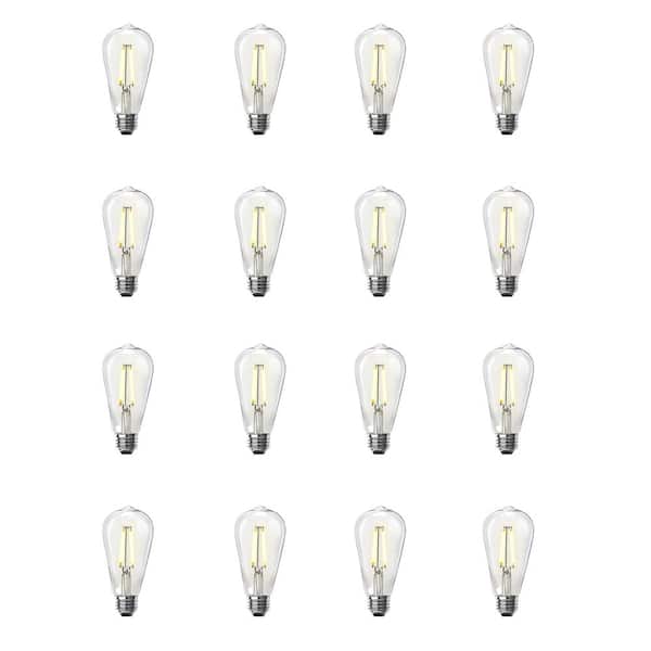 Feit Electric 60-Watt Equivalent ST19 Dimmable Straight Filament Clear Glass Vintage Edison LED Light Bulb, Warm White (16-Pack)