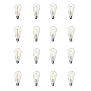 60-Watt Equivalent ST19 Dimmable Straight Filament Clear Glass Vintage Edison LED Light Bulb, Warm White (16-Pack)