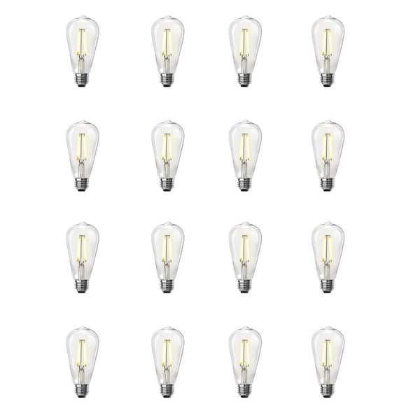 Feit Electric 60-Watt Equivalent ST19 Dimmable Straight Filament Clear Glass Vintage Edison LED Light Bulb, Warm White (16-Pack)
