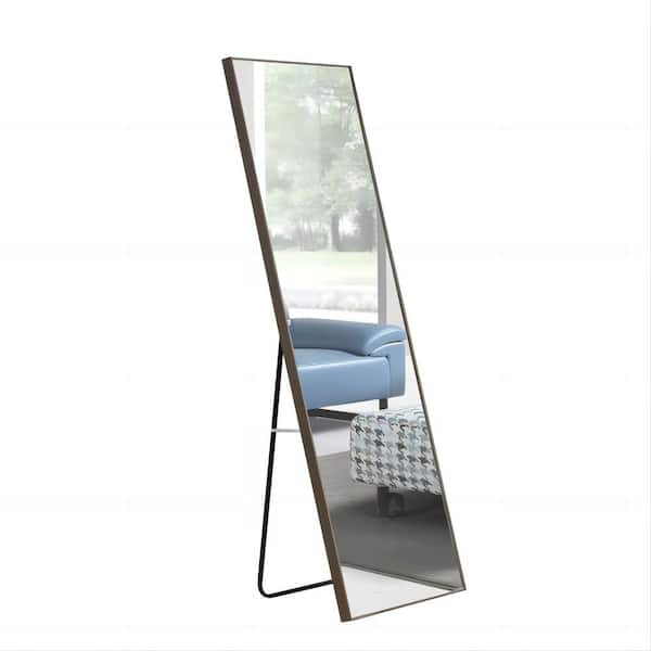 Polibi 17 in. W x 60 in. H Gray Solid Wood Frame Full Length Mirror, Wall Mounted
