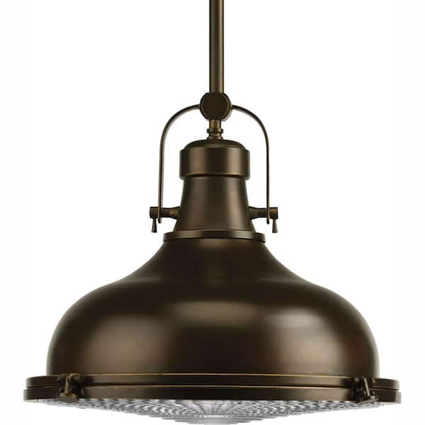 Progress Lighting Fresnel Lens Collection 1-Light Oil Rubbed Bronze Integrated LED Mini Pendant with Fresnel Lens Glass