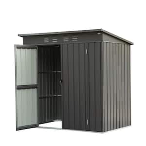 6 ft. W x 4 ft. D Black Outdoor Metal Storage Shed, Garden Tool Storage Room w/Lockable Double Door & Vents(24 sq. ft.)