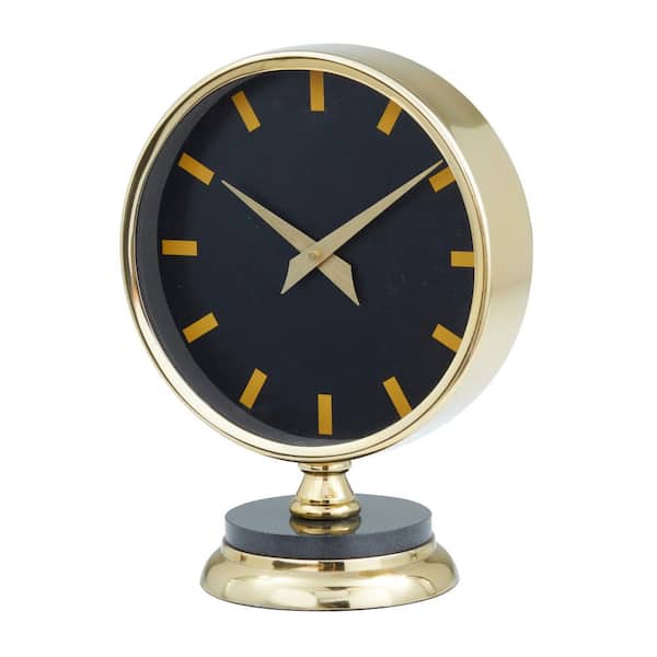 Litton Lane 8 in. x 11 in. Gold Stainless Steel Analog Clock with Black Face
