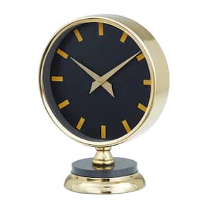 8 in. x 11 in. Gold Stainless Steel Analog Clock with Black Face