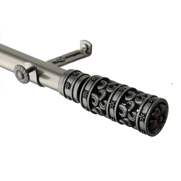 Rod Desyne 28 in. - 48 in. Telescoping Single Curtain Rod Kit in Satin Nickel with Whirl Finial