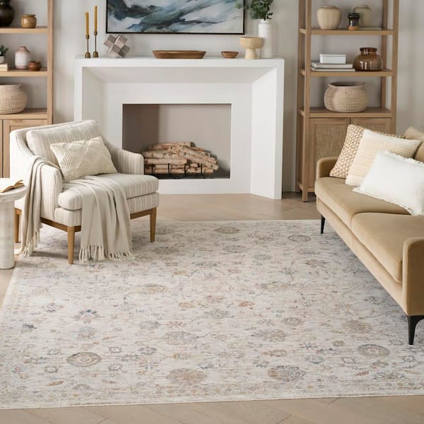 Heirloom Blend Ivory Multicolor 8 ft. x 10 ft. Medallion Traditional Area Rug