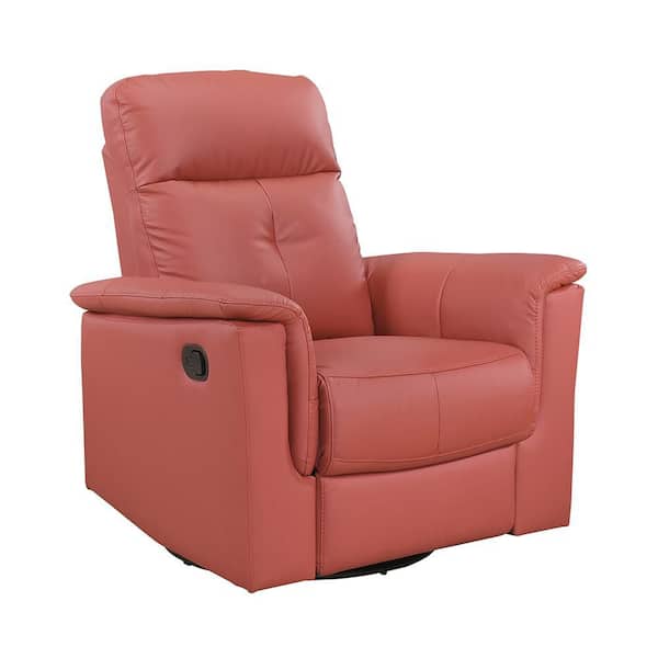 Ouray Red Leather Upholstery Manual Swivel Glider Recliner