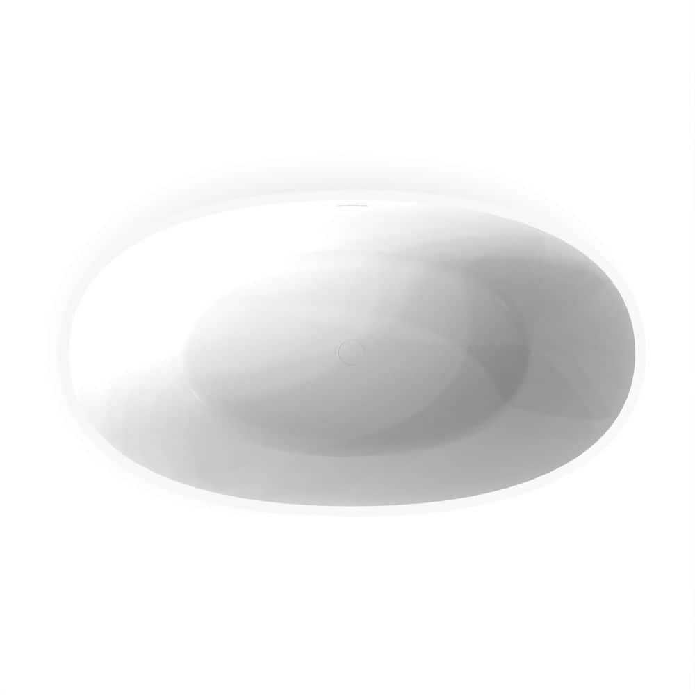 55'' Matte White Stone Resin Freestanding Double Slipper Bathtub