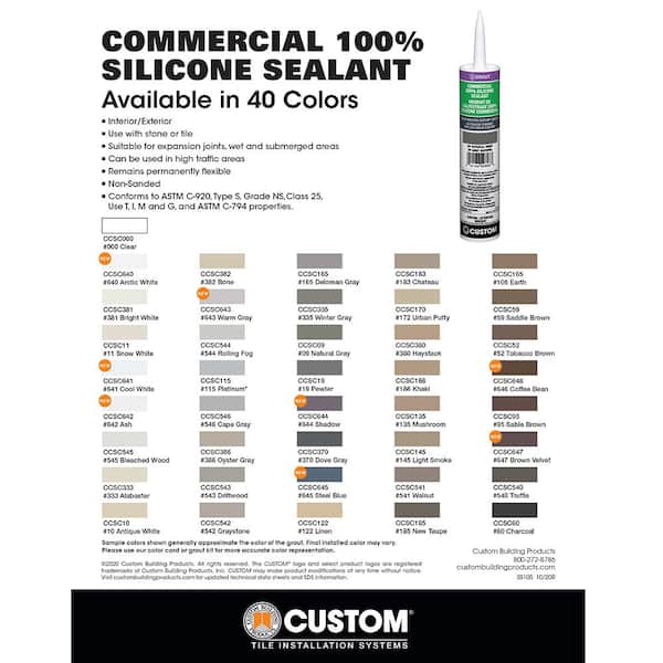 Custom Building Products Polyblend #386 Oyster Gray 10.5 oz. Sanded Ceramic  Tile Caulk PC38610S - The Home Depot