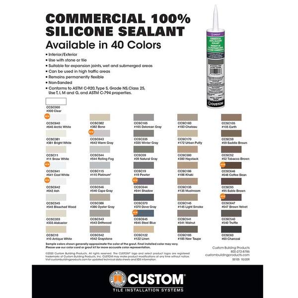 Custom Building Products Commercial 145 Light Smoke 10 1 Oz Silicone Caulk Ccsc145 The Home Depot