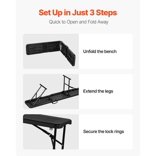SKYSHALO Plastic Folding Bench, 6 ft. Portable for Picnic Party