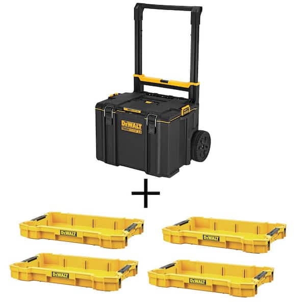 DEWALT TOUGHSYSTEM 2.0 24 in. Mobile Tool Box and (5) TOUGHSYSTEM 2.0 Shallow Tool Trays