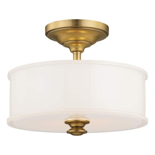 Harbour Point 13.5 in. 2-Light Liberty Gold Semi-Flush Mount Light