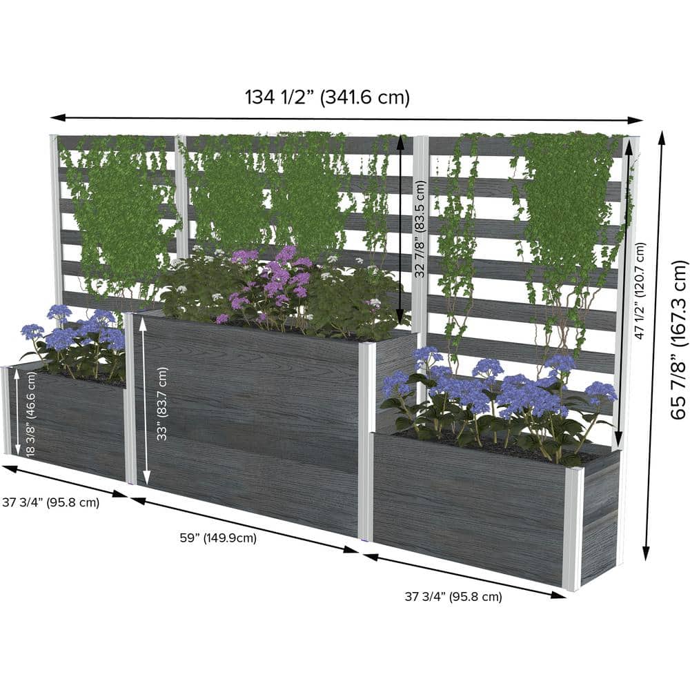 Espresso Brown Vinyl Parklette Planter Box with Trellis