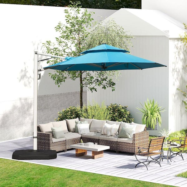 5 foot patio umbrella frame and pole 9x5 ft Rectangular Aluminum Market with Tilt Black Material Sudzendf 10 ft. Round Cantilever