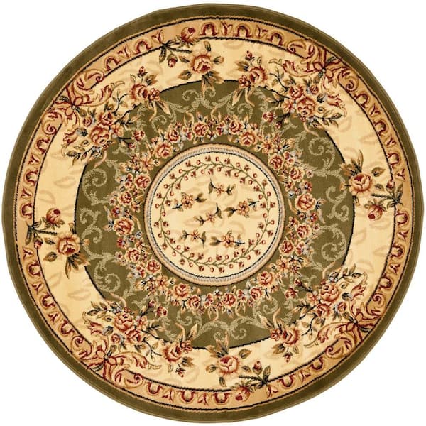 SAFAVIEH Lyndhurst Sage/Ivory 5 ft. x 5 ft. Round Medallion Border Floral Area Rug