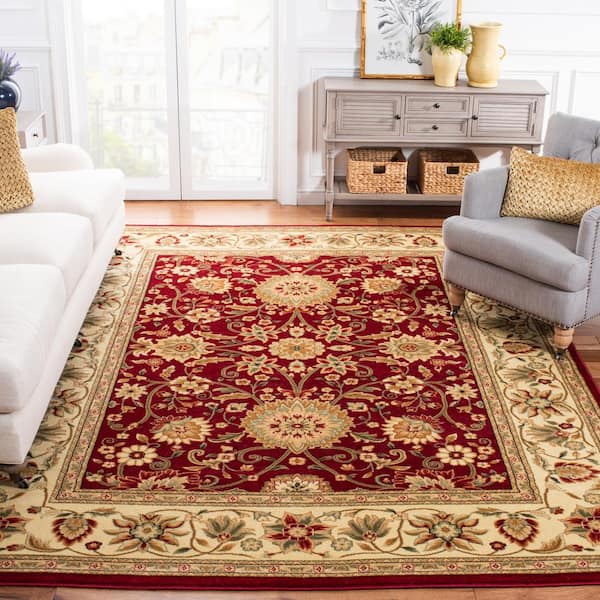 Lyndhurst 8 ft. x 10 ft. Red/Ivory Floral Area Rug