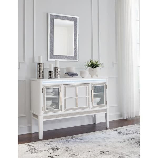 Chalanna White MDF Buffet with Adjustable Shelves and Drawers