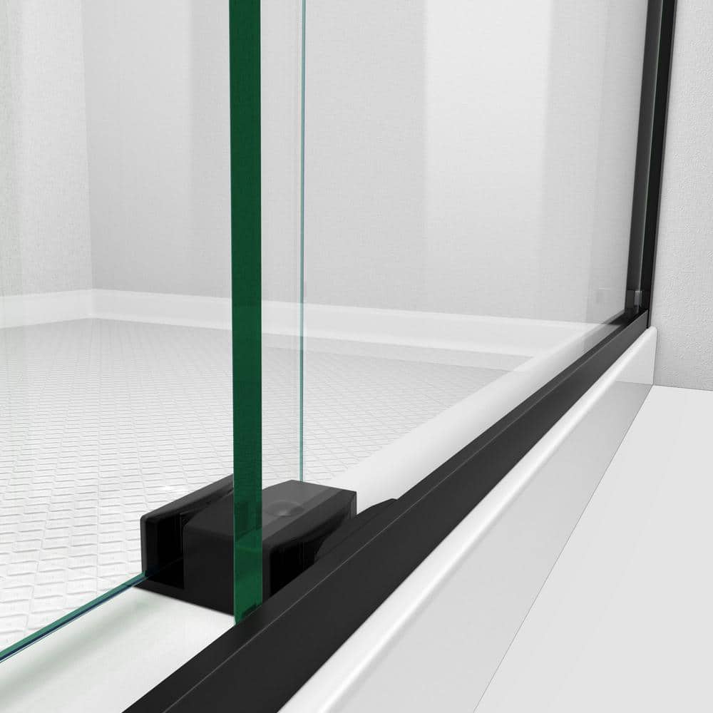 Satin Black Clear Glass Semi-Frameless Shower Door 60" x 76"