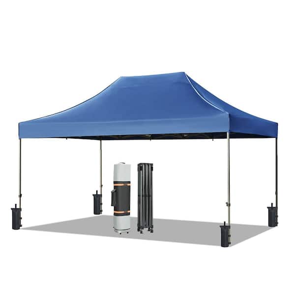 Miscool Avex 10 ft. x 15 ft. Blue Pop-Up Outdoor Canopy Tent Heavy Duty Party Tent with Removable Sidewalls