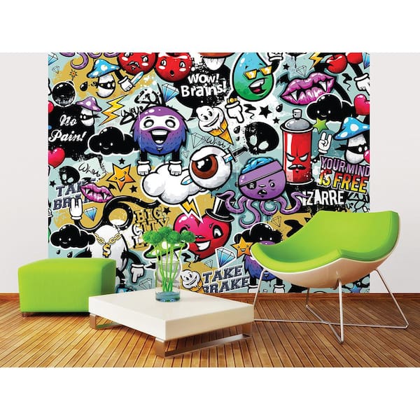 Brewster 118 in. x 98 in. Graffiti Monster Wall Mural WALS0004