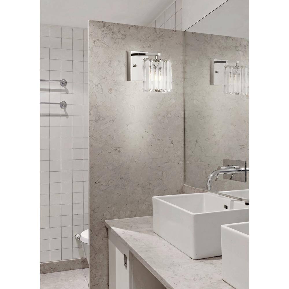 Coco Prism 6.75" Chrome and Clear Glass Glam Vanity LED Light