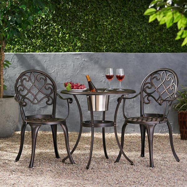 Zeus & Ruta 3-Piece Copper Cast Aluminium Outdoor Bistro Set