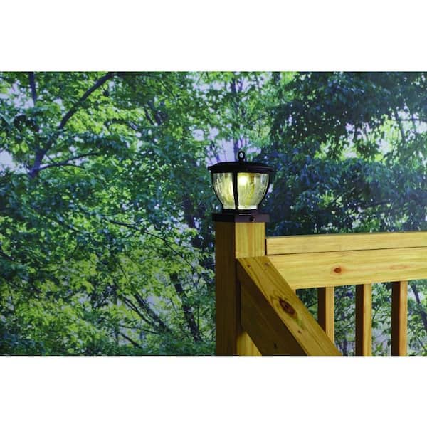 Solar Bronze Outdoor Integrated LED Deck Post Light with Water Glass Lens (2-Pack)
