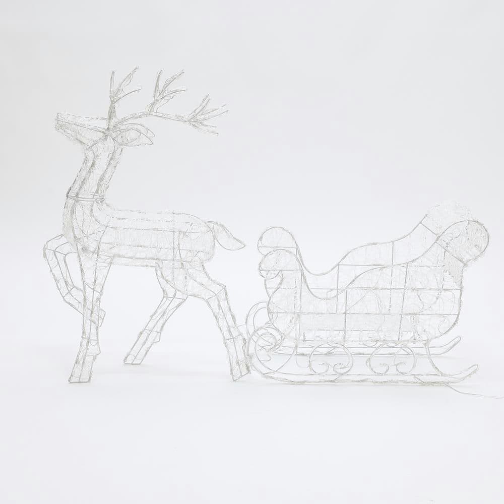7 in. 2-Piece Lighted Reindeer and Sleigh Christmas Yard Decoration, Outdoor Holiday Set with Timer price history on PriceWatchPro