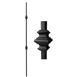 44 in. x 1/2 in. Satin Black Double Knuckle Iron Baluster