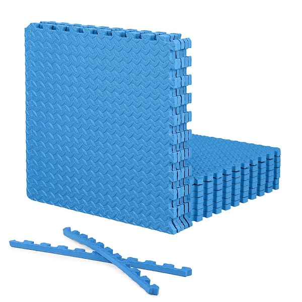 CAP Blue 24" W x 24" L x 0.75" Thick EVA Foam Double-Sided Diamond Pattern Gym Flooring Tiles (12 Tiles/Pack) (48 sq. ft.)