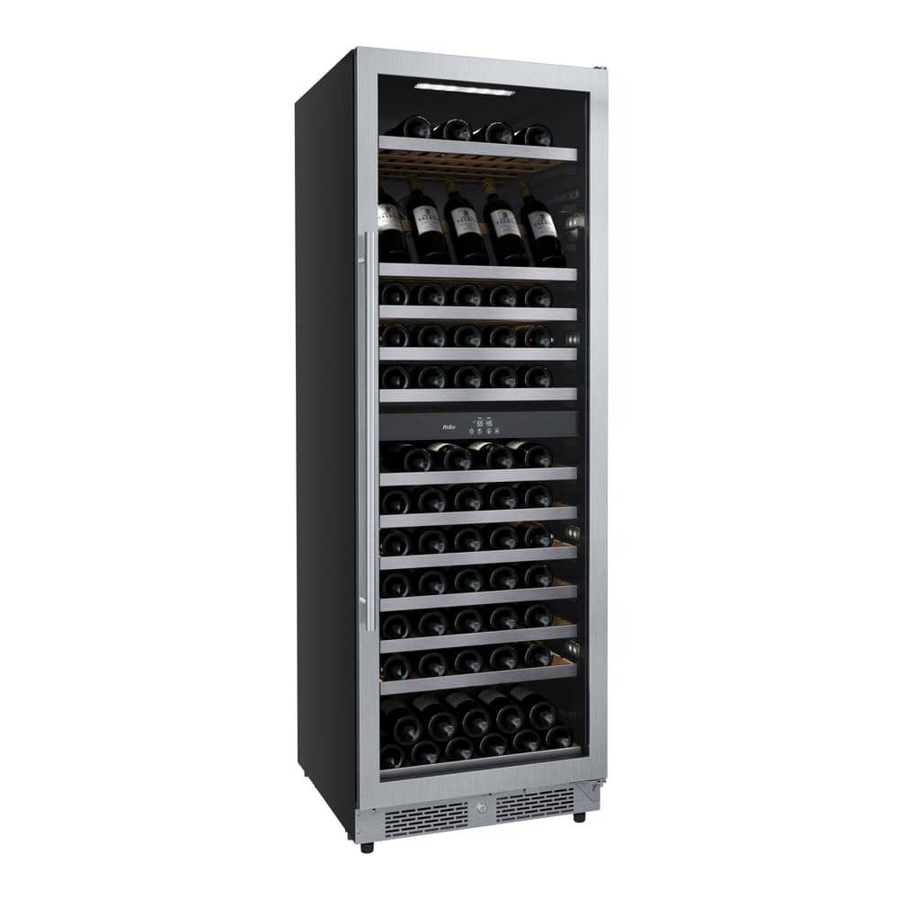 Stainless Steel Dual Zone Freestanding Wine Cooler with Interior Lighting