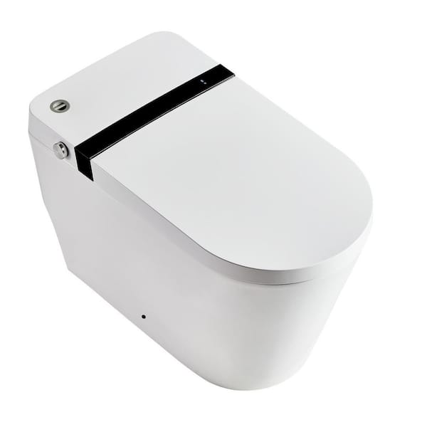 UPIKER 12 in. One-piece 1.0 GPF Single Flush U-Shaped Automatic Flush Elongated with Foot Sensor Toilet in White, Seat Included