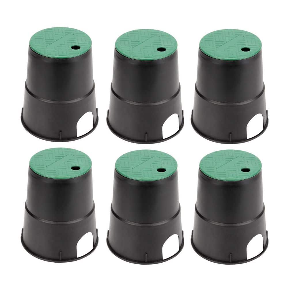9.3 in. H x 8.3 in. W x 6.1 in. D Round Valve Box in Black with Green Lid for Garden Underground Inground (6-Pack) price history on PriceWatchPro