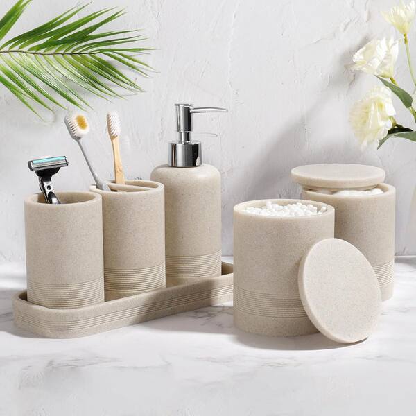 Wudkey 6-Piece Bath Accessory Set with Toothbrush Holders, Soap
