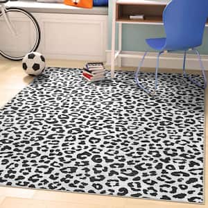 Gray 5 ft. x 7 ft. Animal Prints Leopard Contemporary Pattern Area Rug