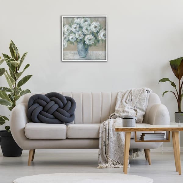 Round Painted Roses by Carol Robinson White Framed Nature Giclee Art Print 24 in. x 24 in.