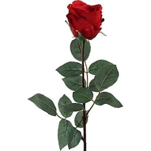 30" Artificial Premium Red Silk Rose Bud Stem - 6 Pieces