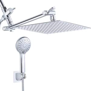 8-spray Patterns 12 in. Wall Mount Dual Shower Head and Handheld Shower Head 2.2 GPM with Waterfall in Polish Chrome