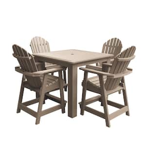 Hamilton Woodland Brown Counter Height Plastic Outdoor Dining Set in Woodland Brown (Set of 4)