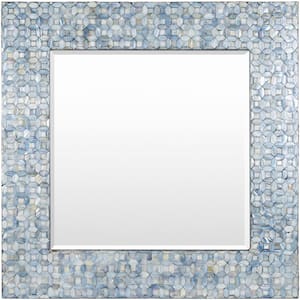 Kai 32 in. W x 32 in. H Blue Framed Decorative Mirror