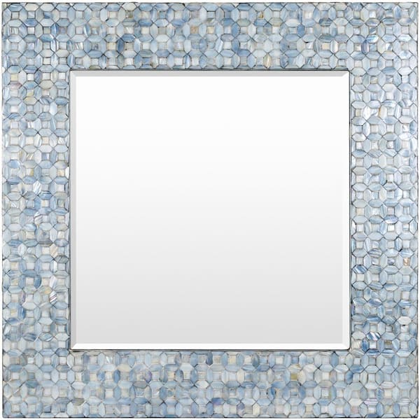 Livabliss Kai 32 in. W x 32 in. H Blue Framed Decorative Mirror