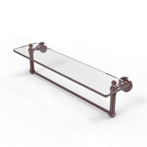 Waverly Place Collection 22 in. Glass Vanity Shelf with Integrated Towel Bar in Antique Copper