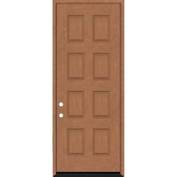 Steves & Sons Regency 36 in. x 96 in. 8-Panel RHIS Autumn Wheat Stain Mahogany Fiberglass Prehung Front Door