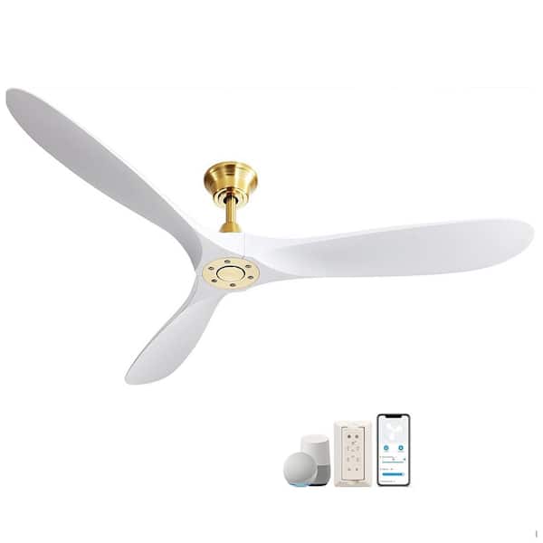 Sofucor 60 in. Indoor/Outdoor Modern Gold Ceiling Fan without Light 6-Speed Remote Control