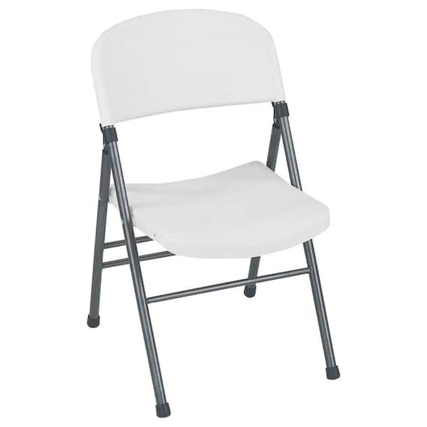 Cosco White Plastic Seat Metal Frame Outdoor Safe Folding Chair (Set of 4)