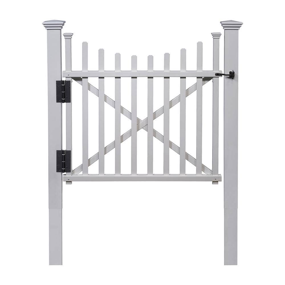 Zippity Outdoor Products 3-1/2 ft. H x 3-1/2 ft. W White Vinyl Manchester  Fence Gate Kit with Posts and Hardware ZP19019 - The Home Depot