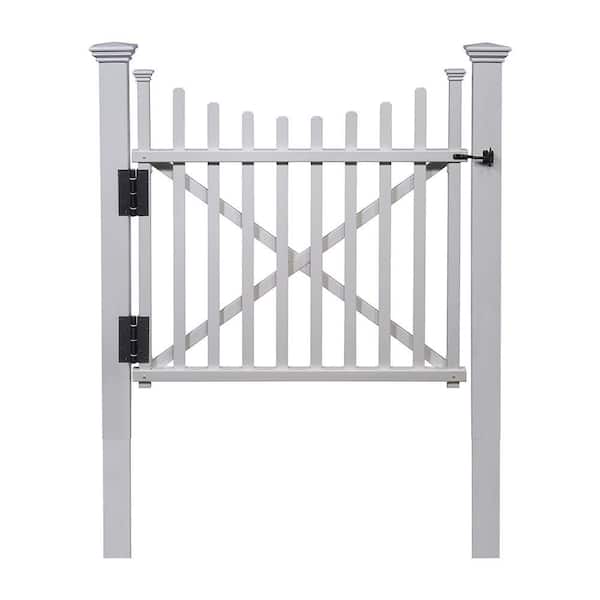 Zippity Outdoor Products 3-1/2 ft. H x 3-1/2 ft. W White Vinyl Manchester Fence Gate Kit with Posts and Hardware